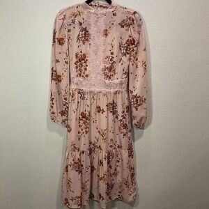 Xhilaration pink long sleeve‎ high neckline dress